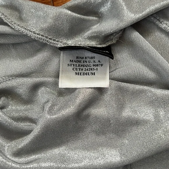 Shiny Silver Off Shoulder O-ring Mini Dress - Picture 5 of 6